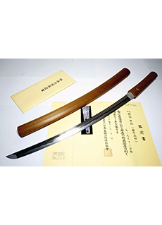 NBTHK Japanese Wakizashi Sword by Fujiwara Takada